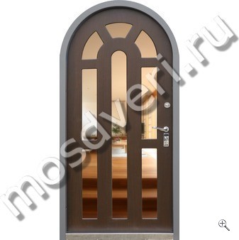 Арочная входная дверь с зеркалом и стеклом ВДА-1174 - купить от производителя Мосдвери Арочная входная дверь с зеркалом и стеклом ВДА-1174