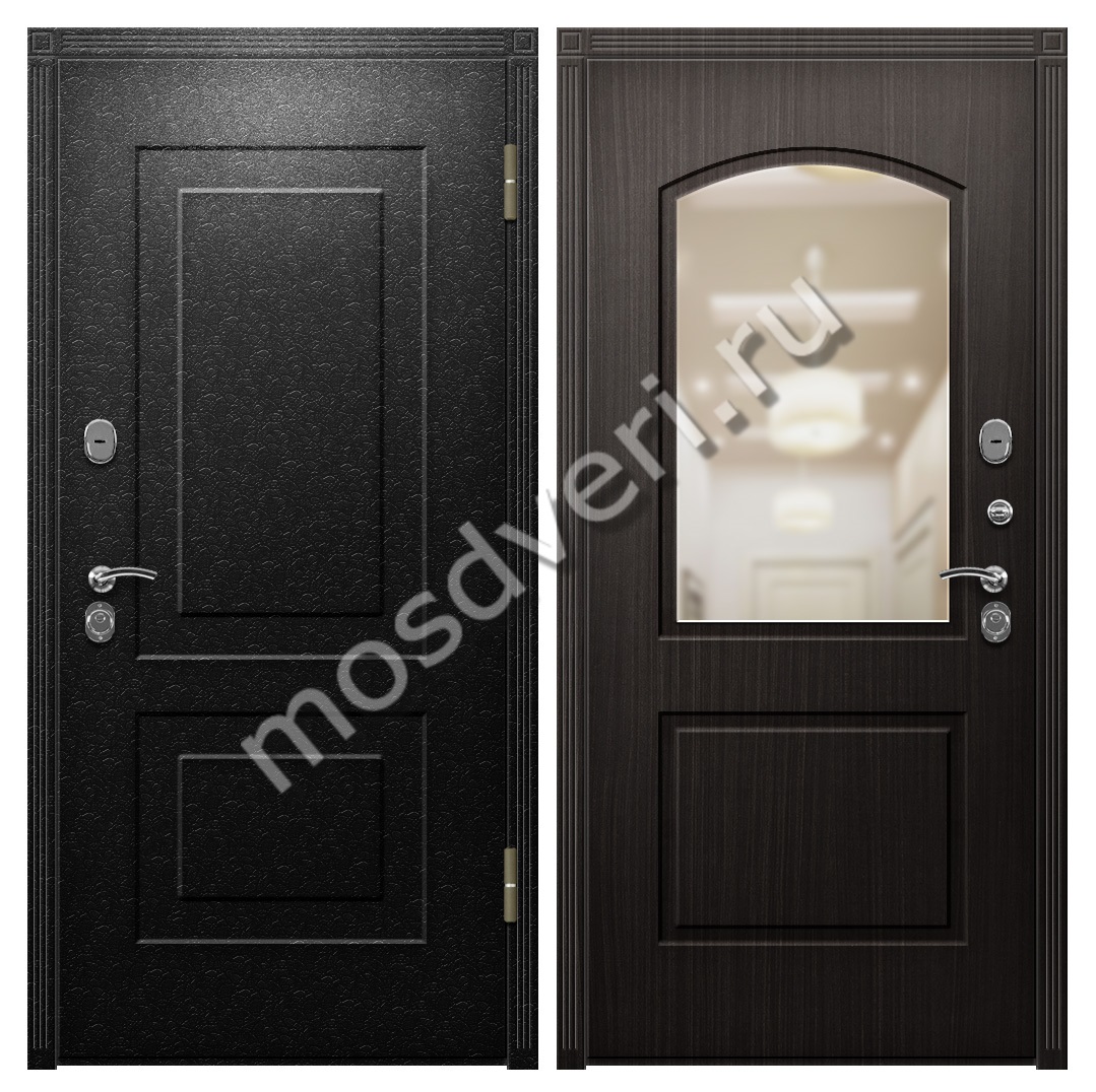 Входная дверь для улицы с терморазрывом с зеркалом TD-129 - купить от производителя Мосдвери Входная дверь для улицы с терморазрывом с зеркалом TD-129